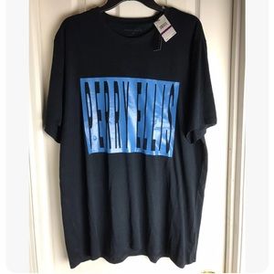 Perry Ellis Men's T-Shirt Sz 2XL 2XLT Regal Blue Embossed Long Sleeve  NWT